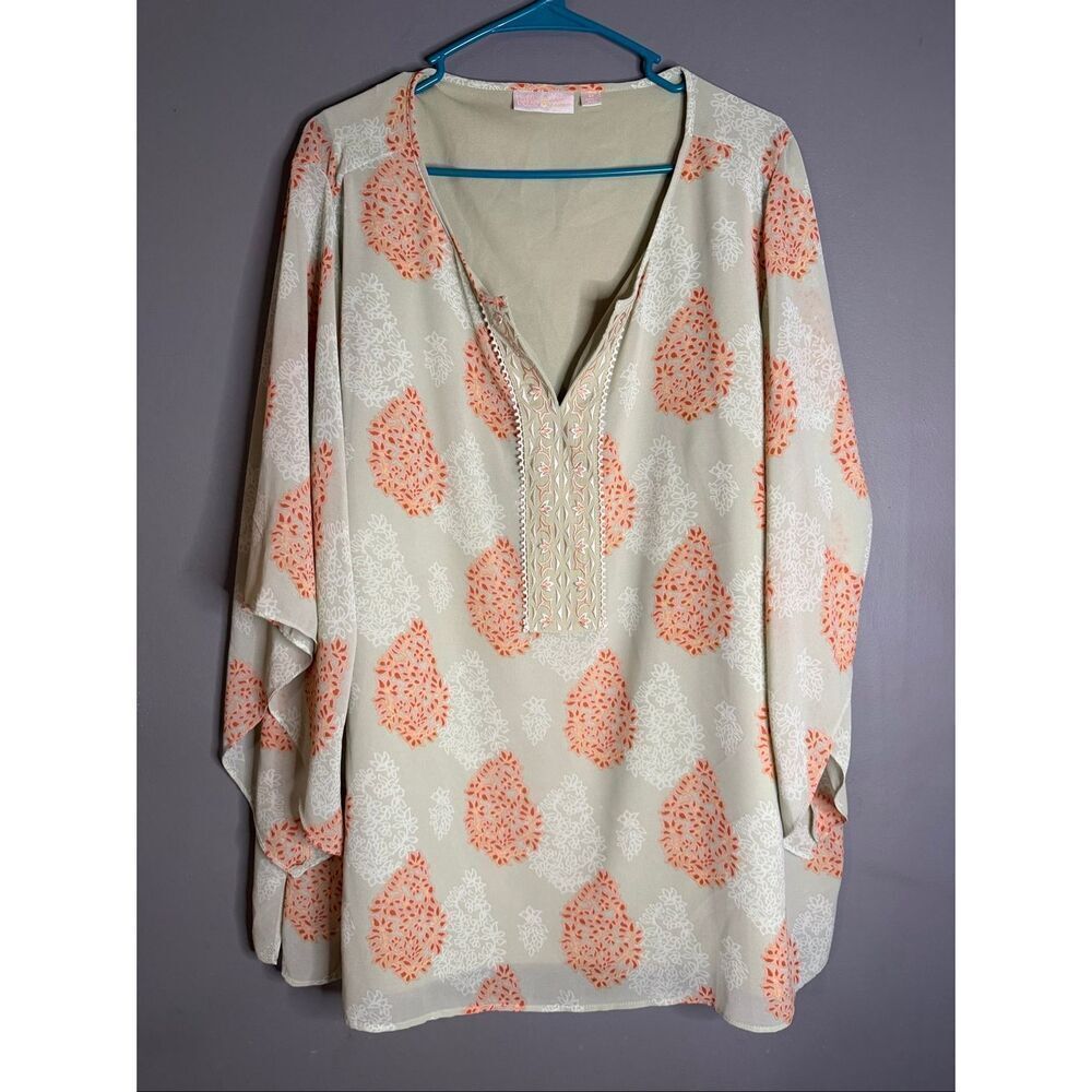 Belle by Kim Gravel Floral Medallion Printed Blouse Size 2X